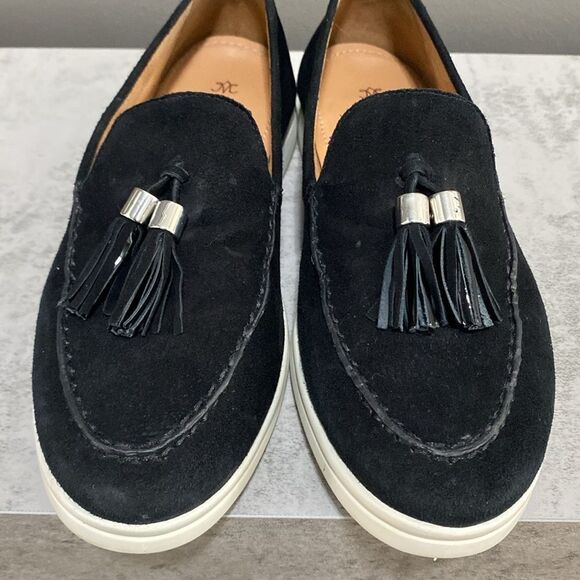 Johnston & Murphy Black Suede Fringe Tassel Loafers Size 8 Made in Brazil - Picture 7 of 13
